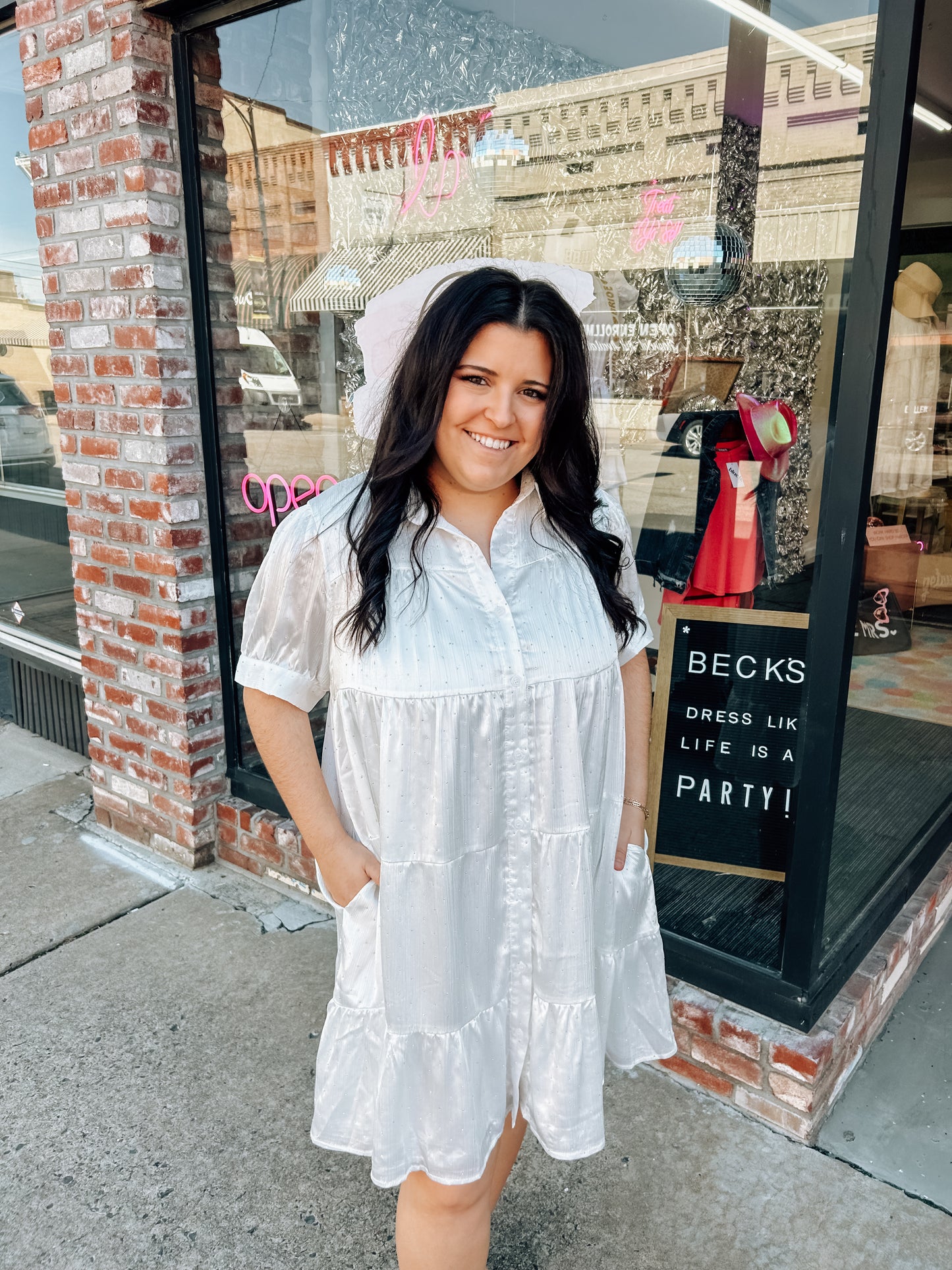 Rhinestone Button Down Dress