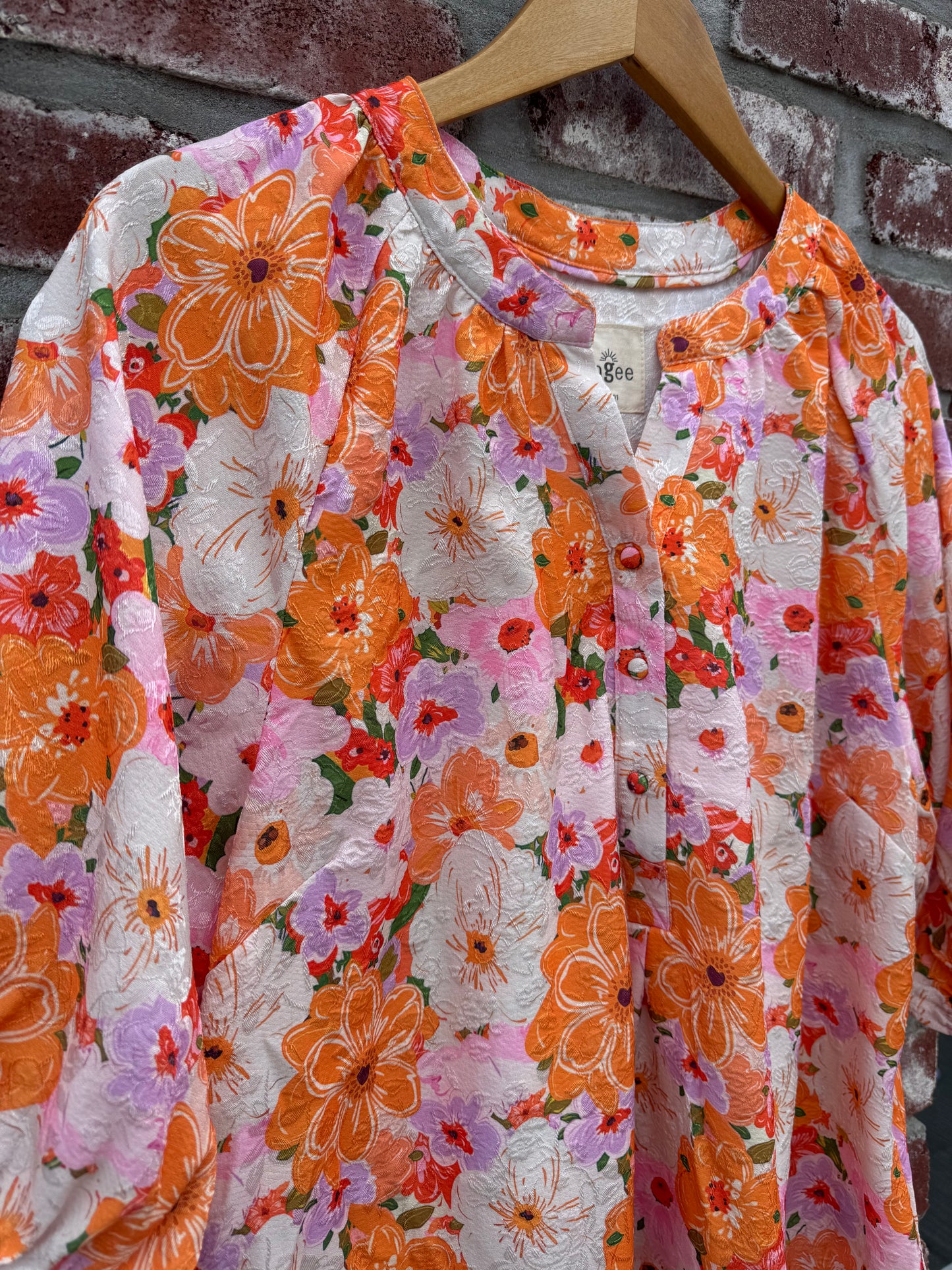 Tangerine Floral Top