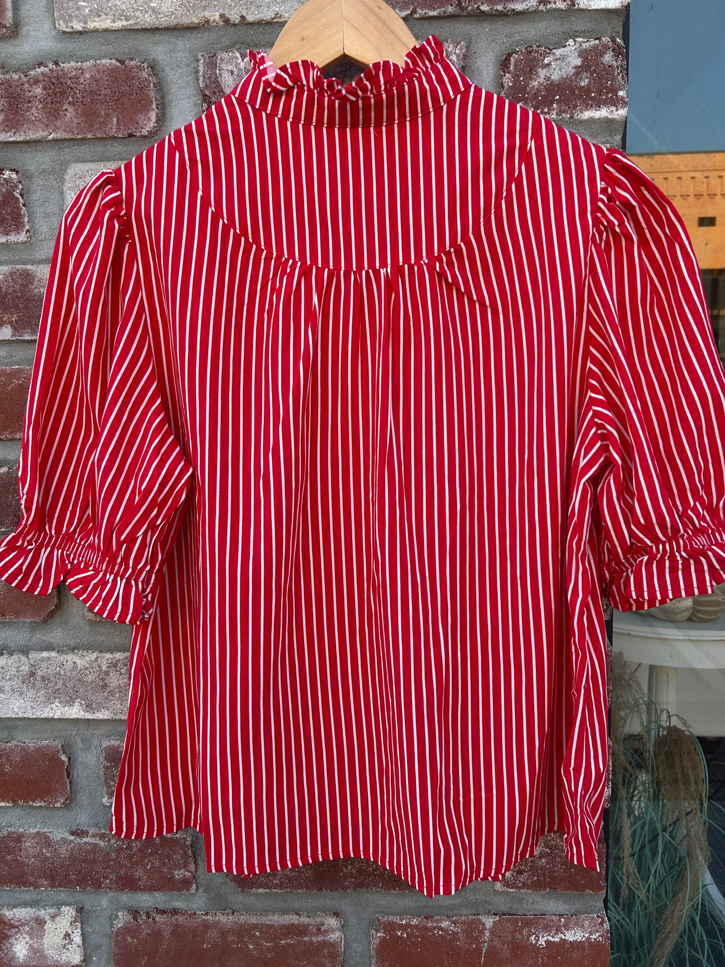 Red Striped Blouse