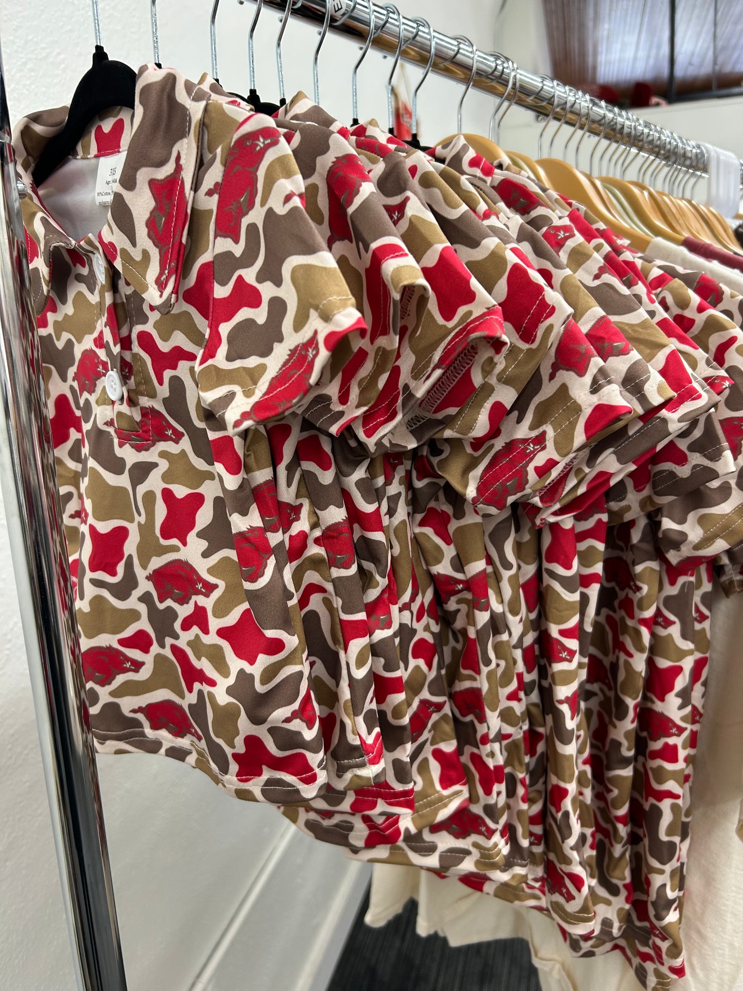 Camo Razorback Kids Polo