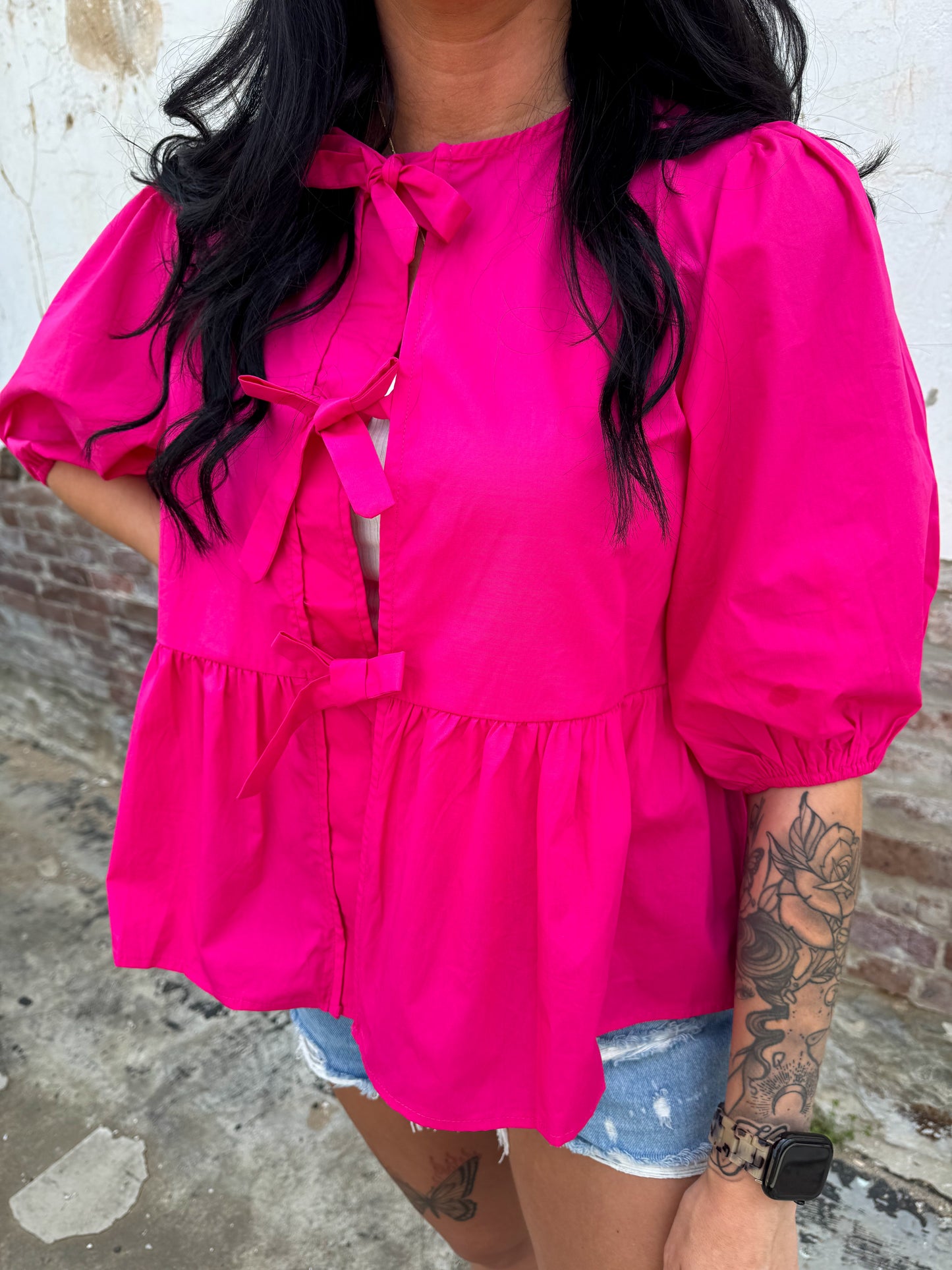 Pink Front Tie Blouse