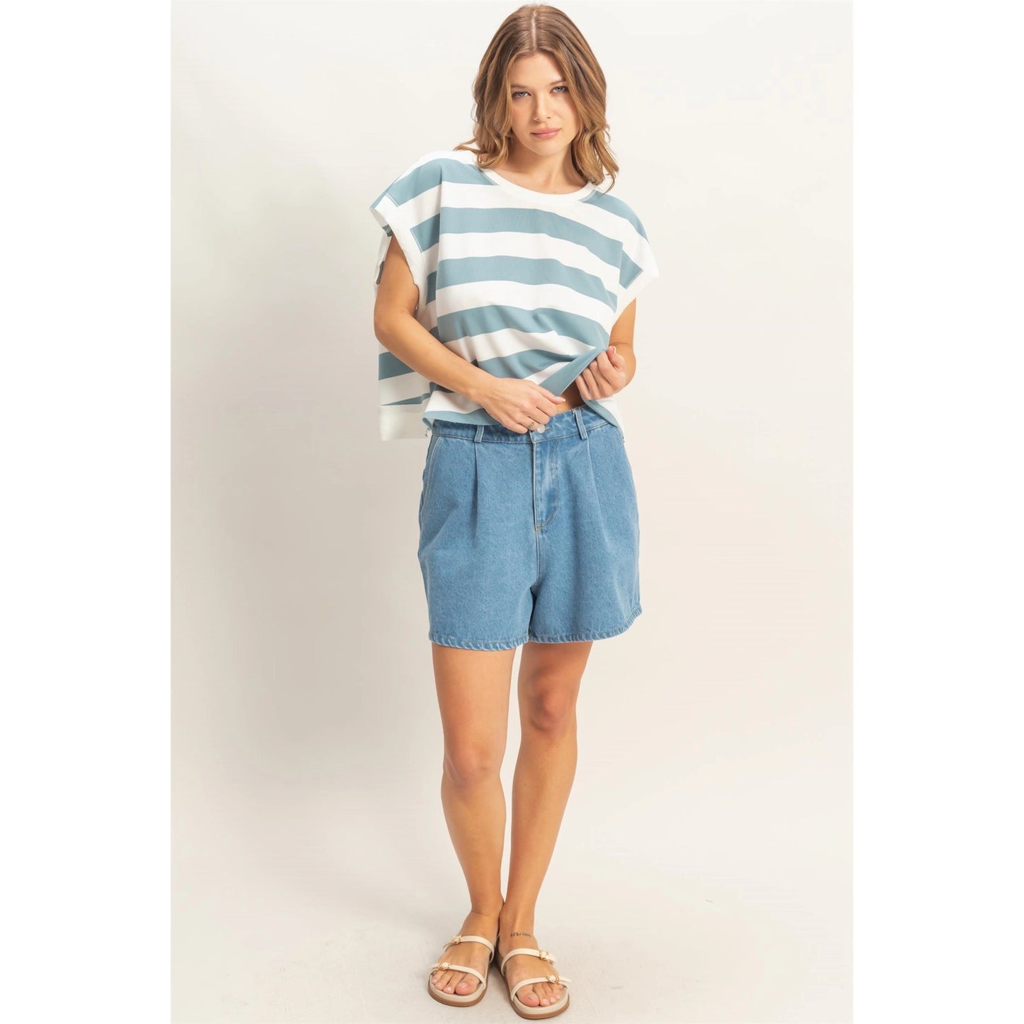Striped Boxy Open Back Top