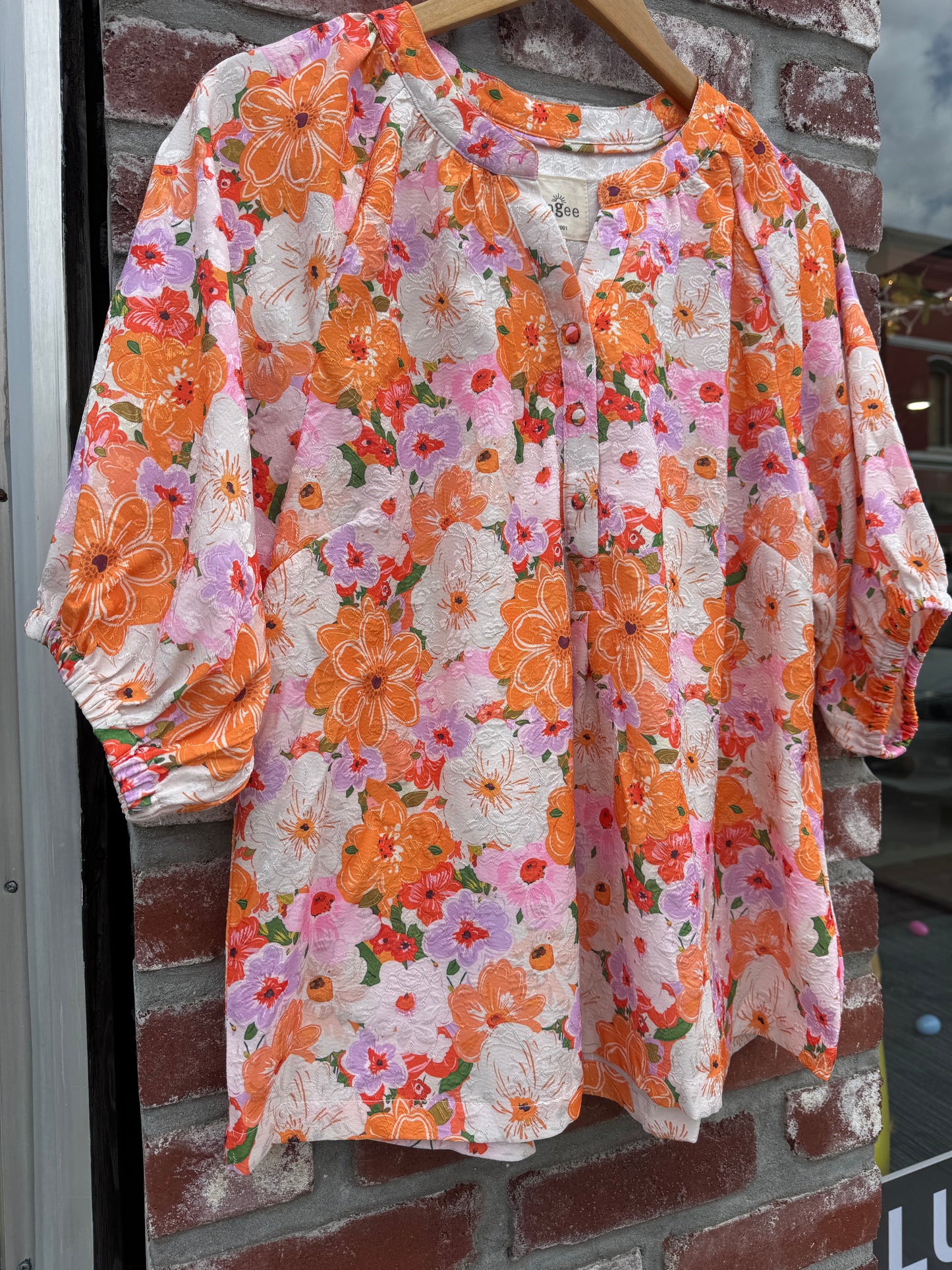 Tangerine Floral Top