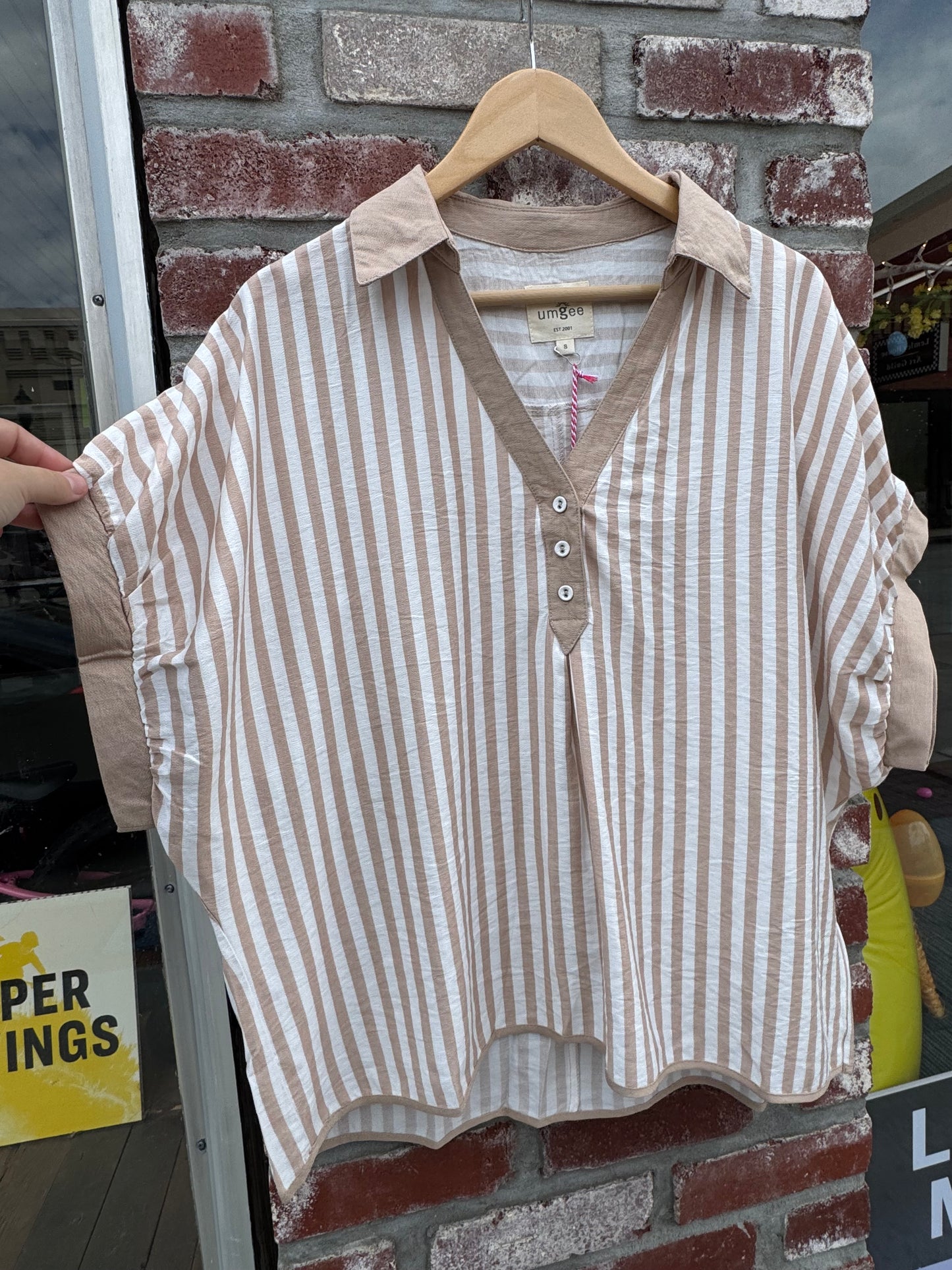Latte Striped Oversized Blouse