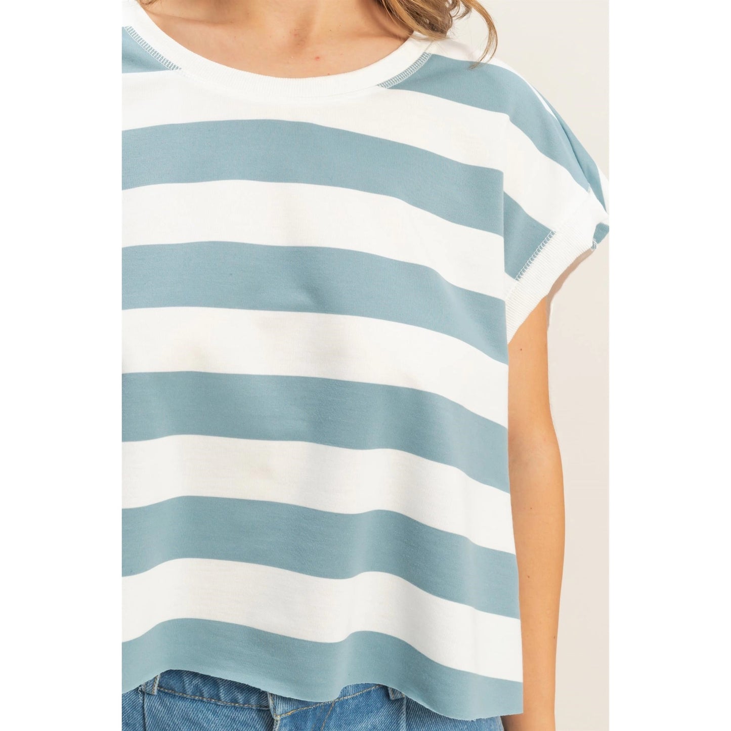 Striped Boxy Open Back Top