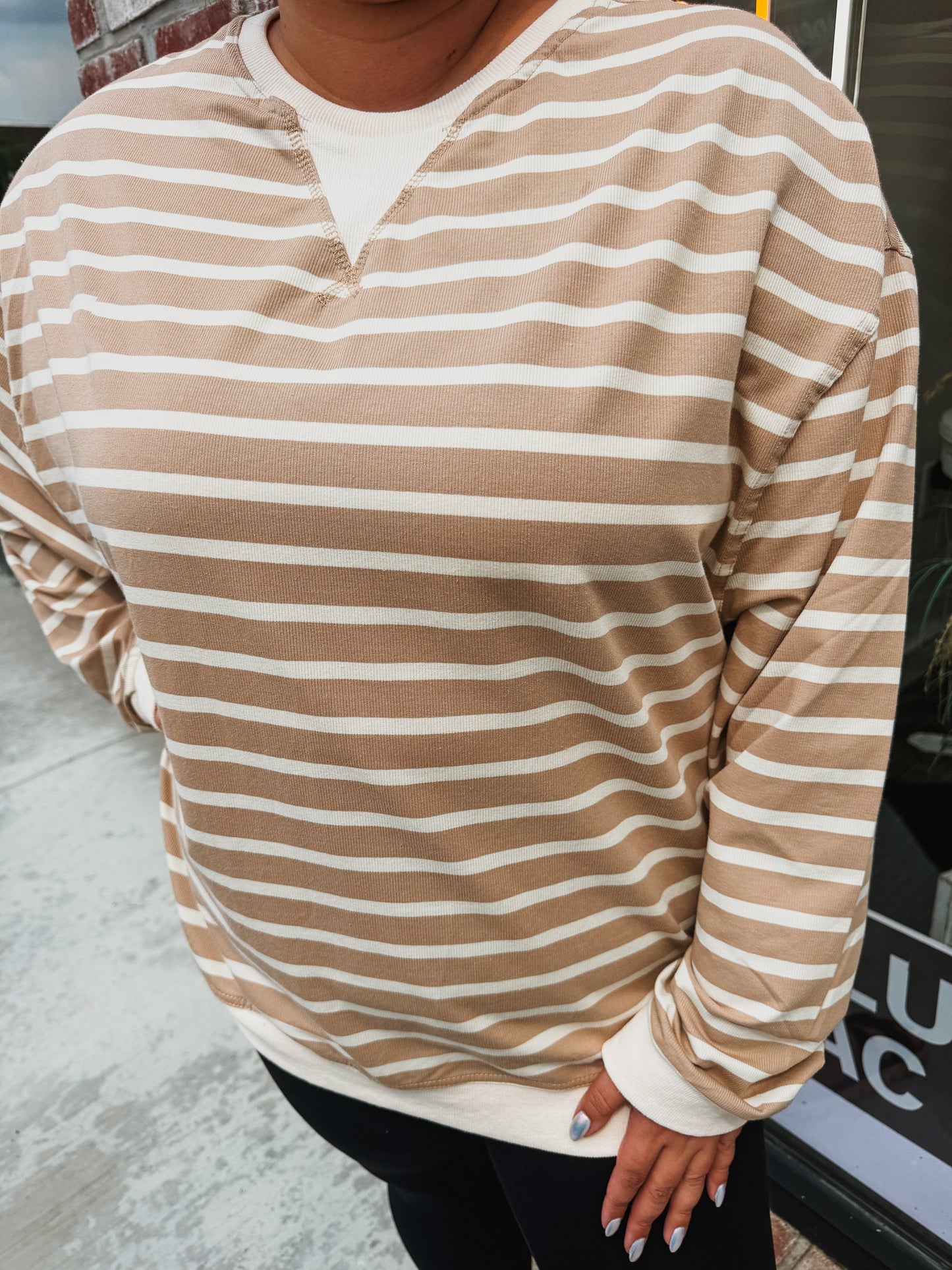 Striped Oversized Crewneck