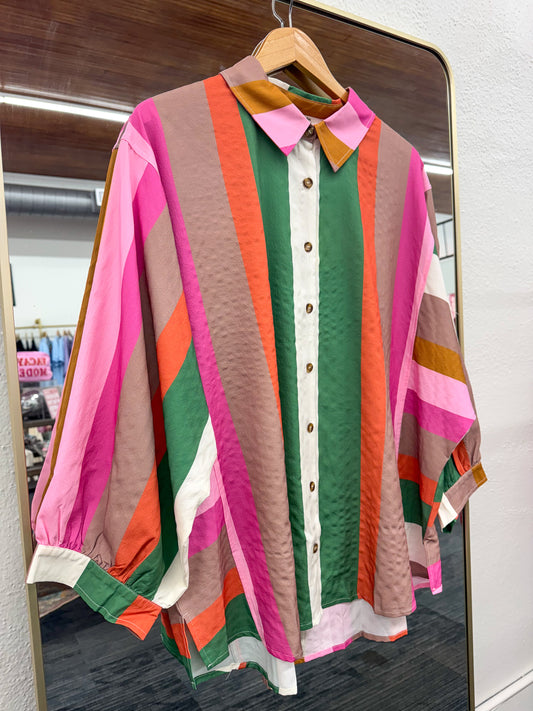 PLUS Striped Multi Blouse