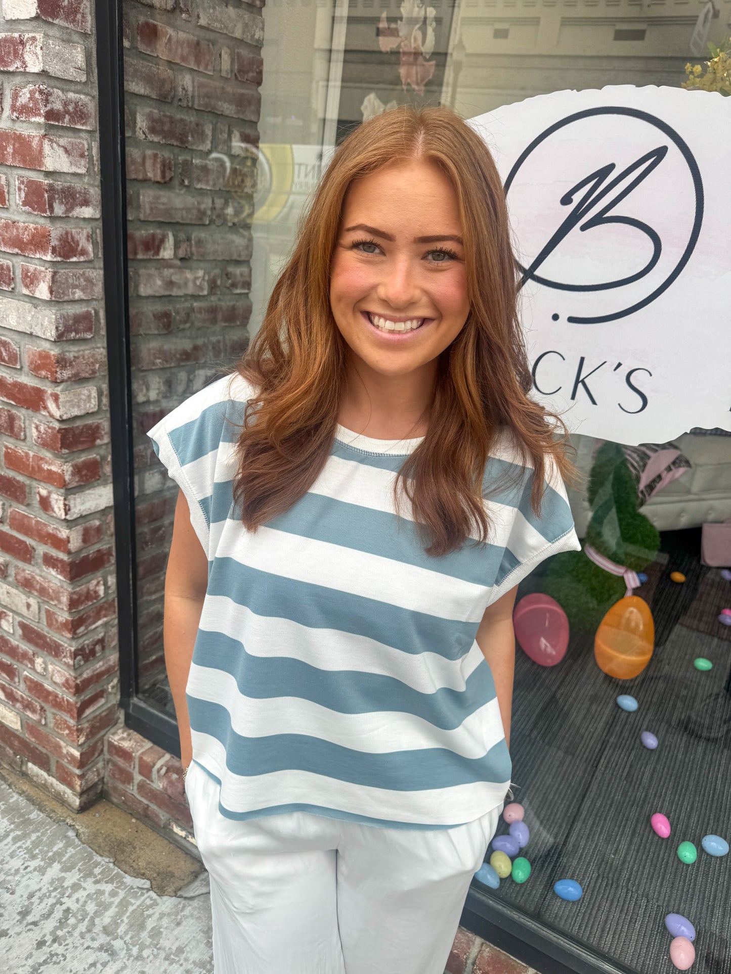 Striped Boxy Open Back Top