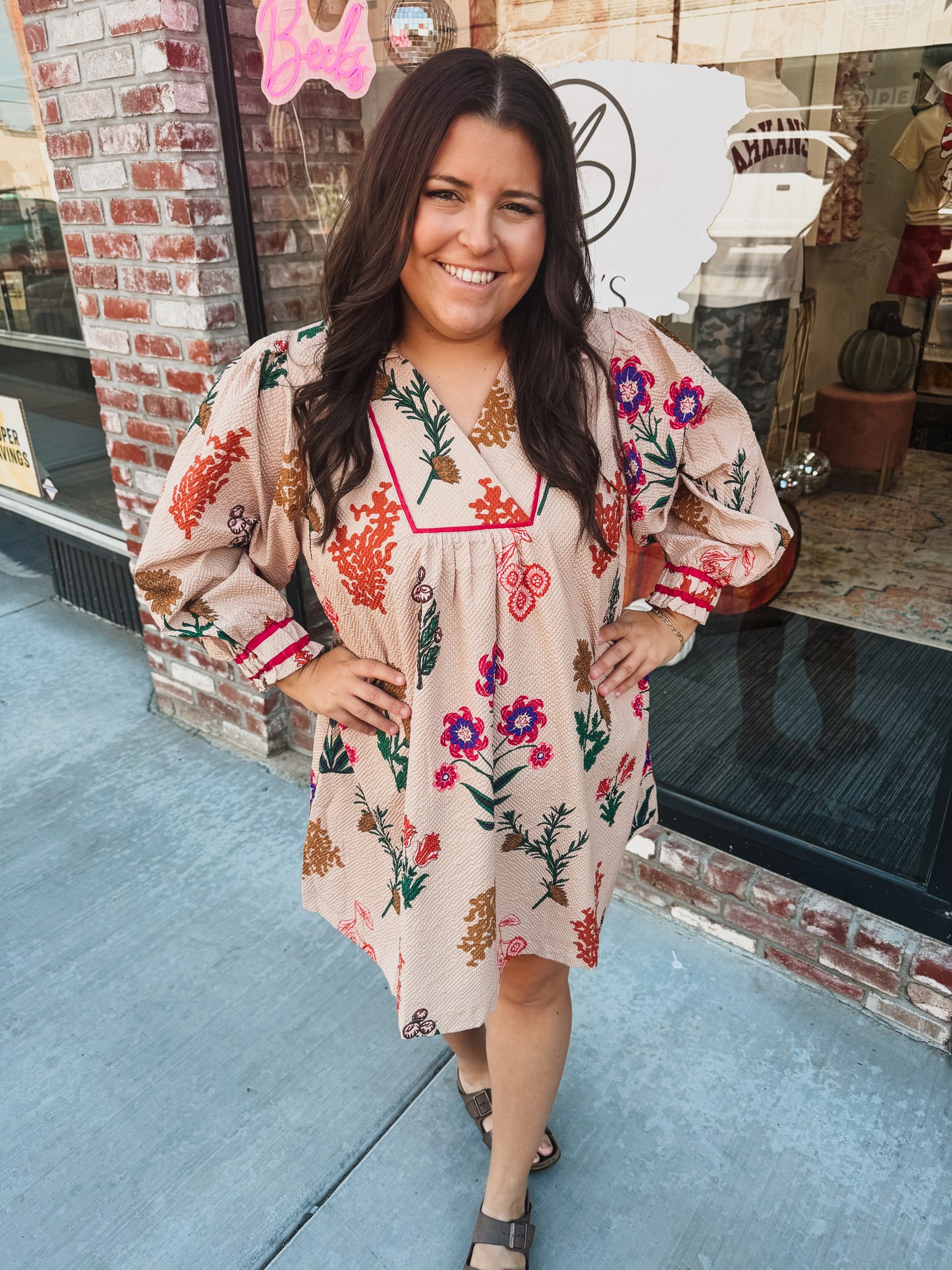 Mix Floral Collared Dress