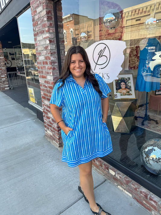 Blue Striped Dress
