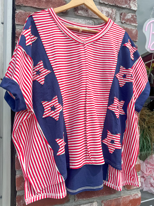 Oversized Stars And Stripes Top