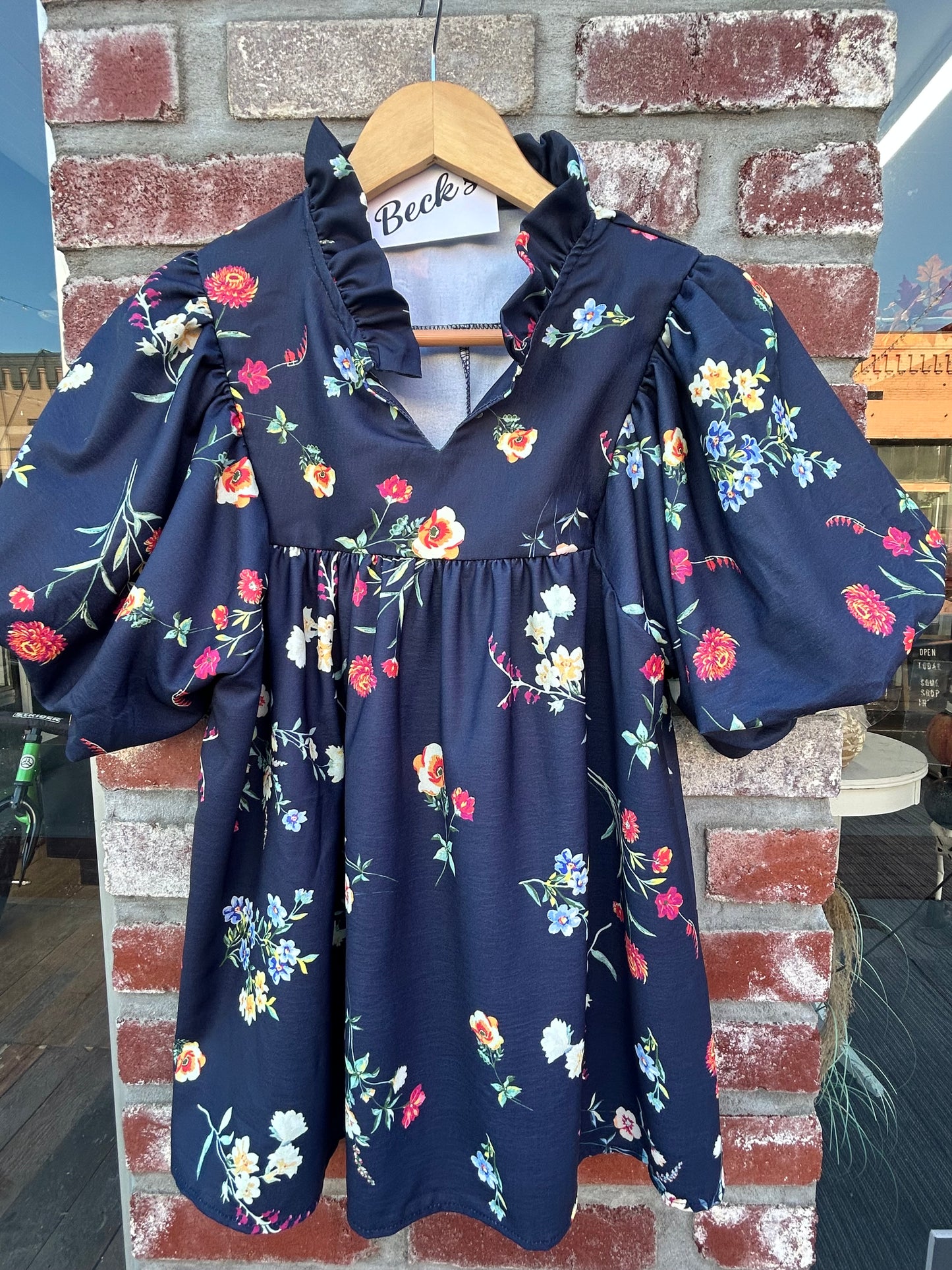 Navy Floral Blouse