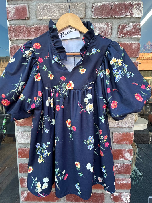 Navy Floral Blouse