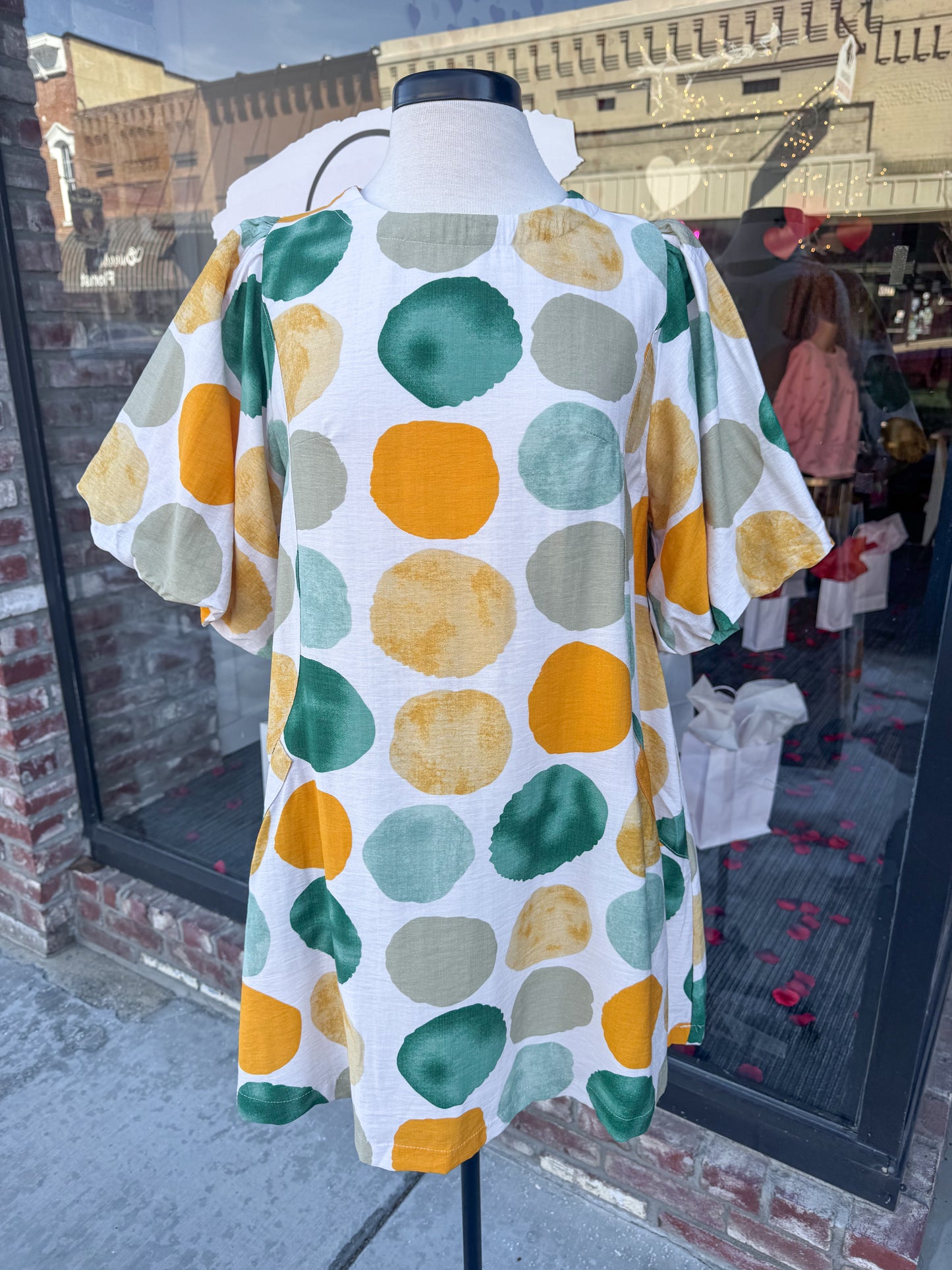 Polka Dot Puff Sleeve Dress