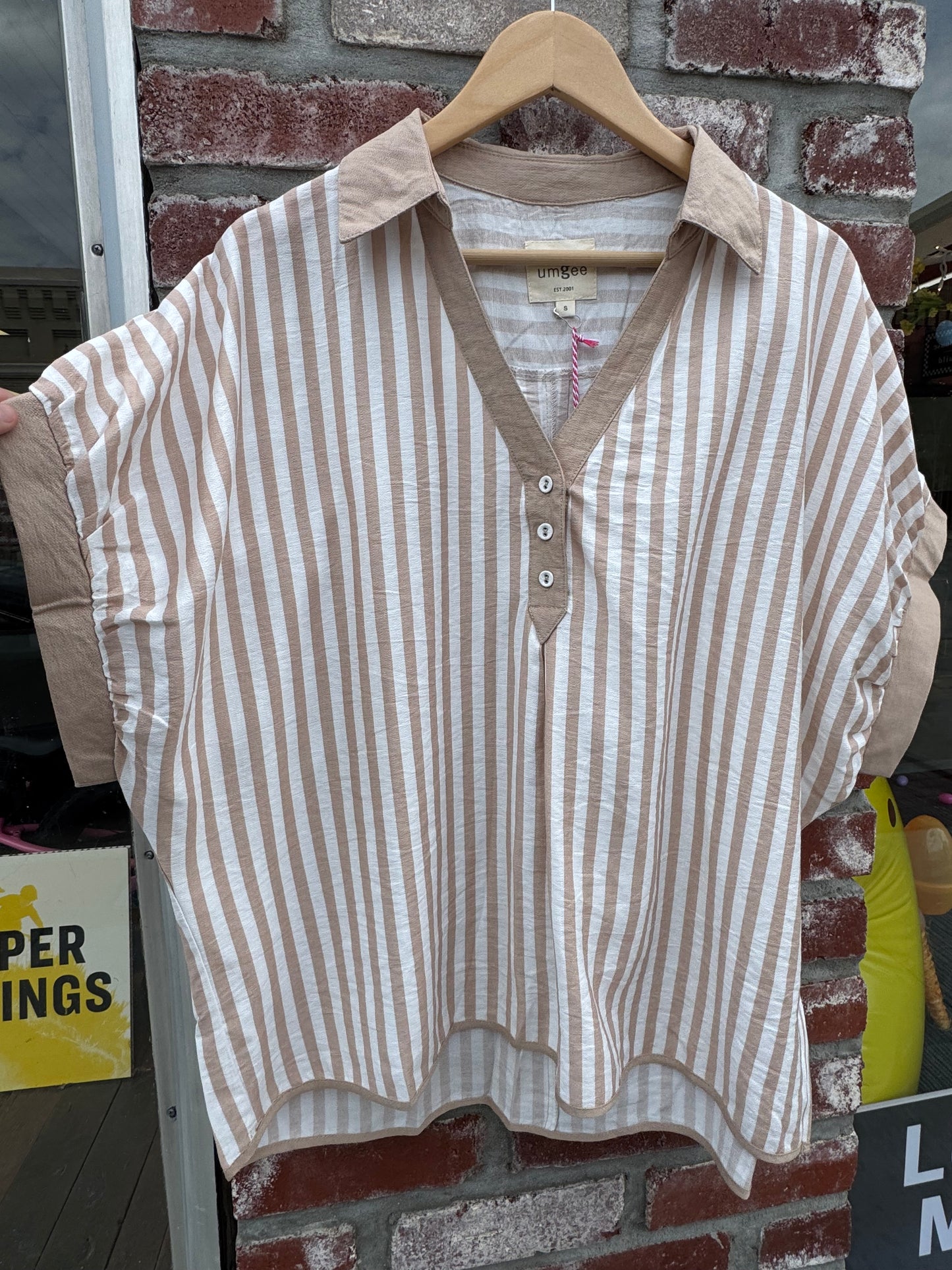 Latte Striped Oversized Blouse