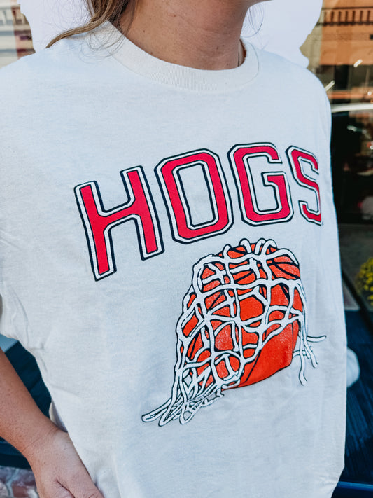 Hogs Distressed Basketball Tee