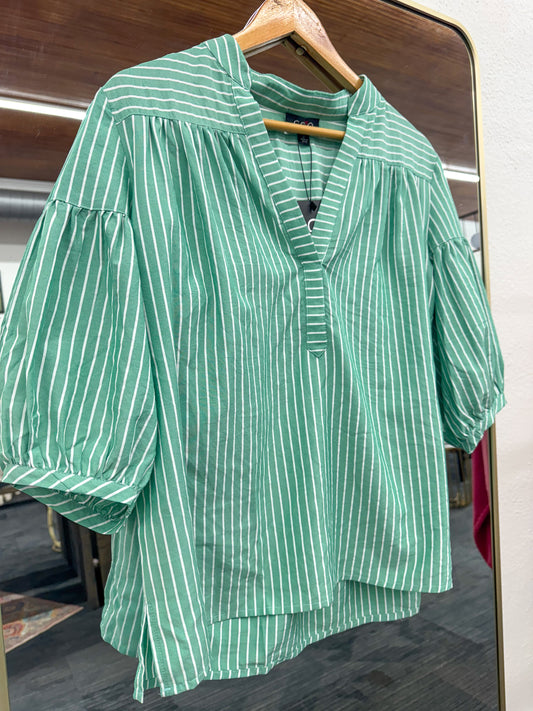 Green Striped Blouse
