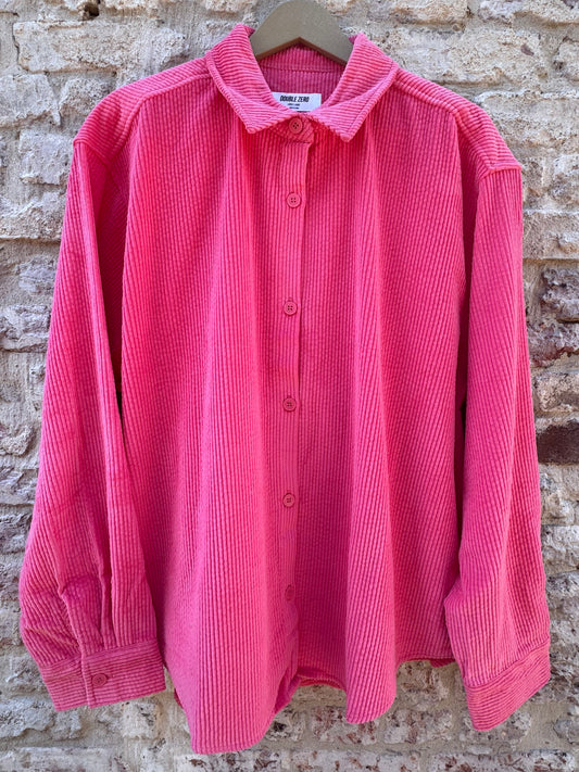 Pink Corded Button Up