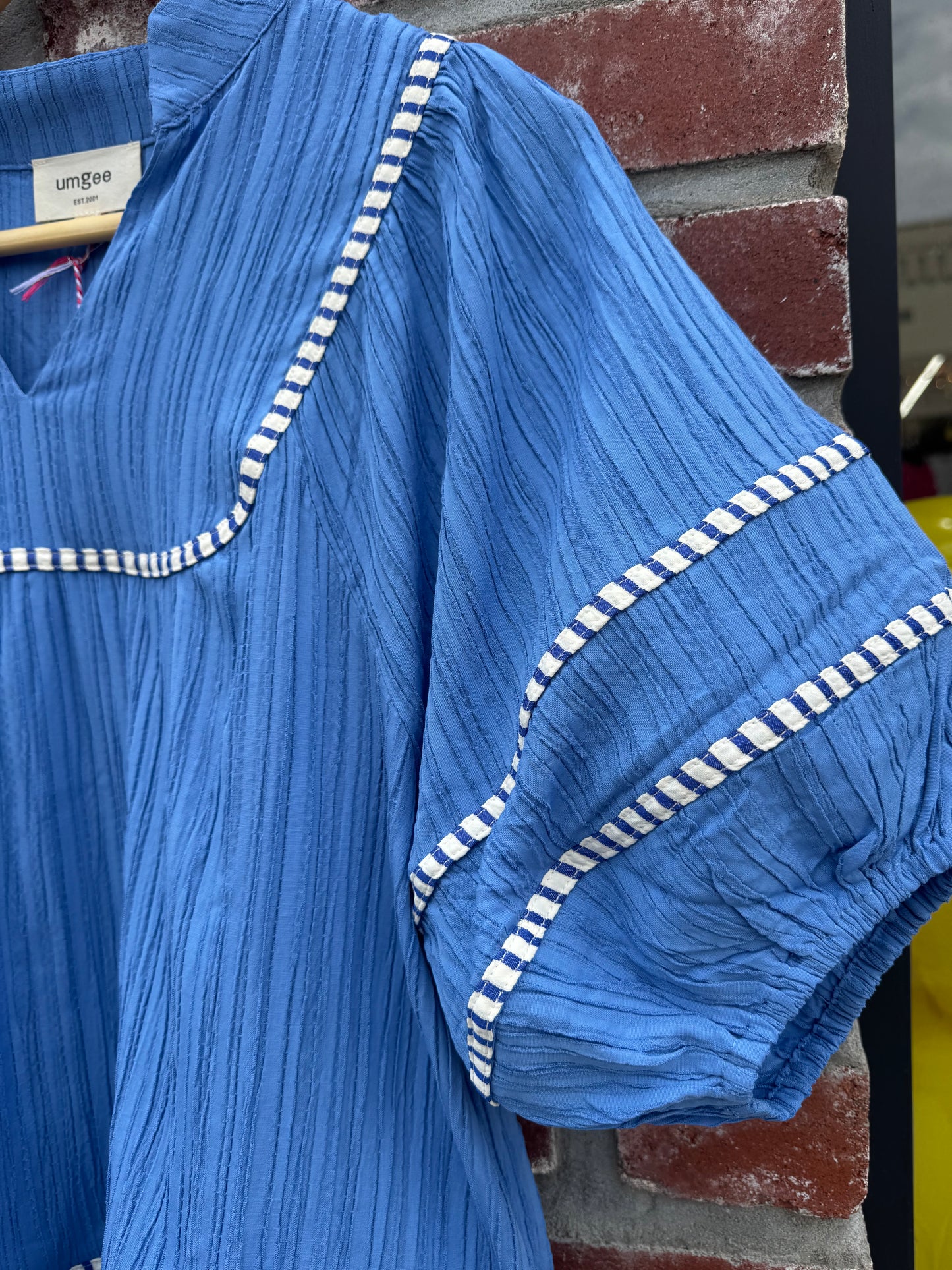 Textured Blue Balloon Top