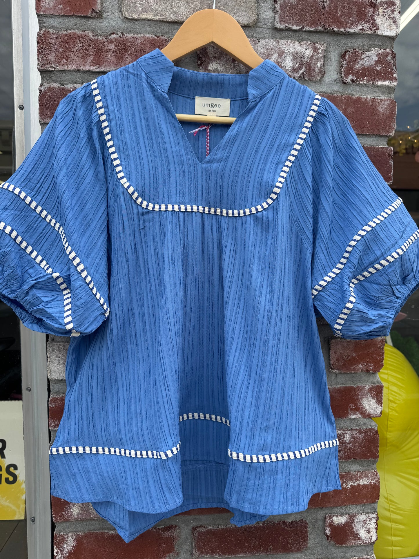 Textured Blue Balloon Top