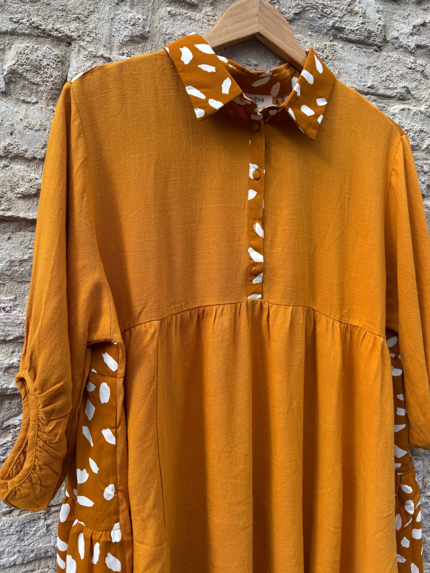 Animal Print Back Collared Tunic Blouse