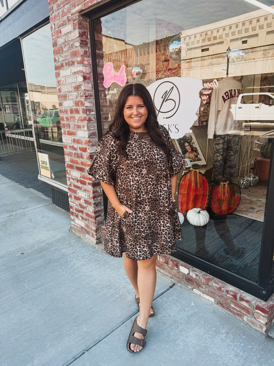 Cheetah Puff Sleeve Dress
