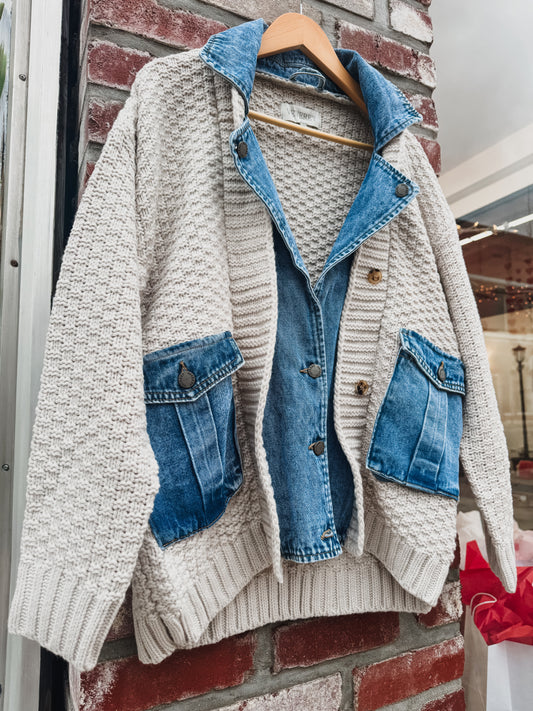 Oversized Chunky Denim Sweater