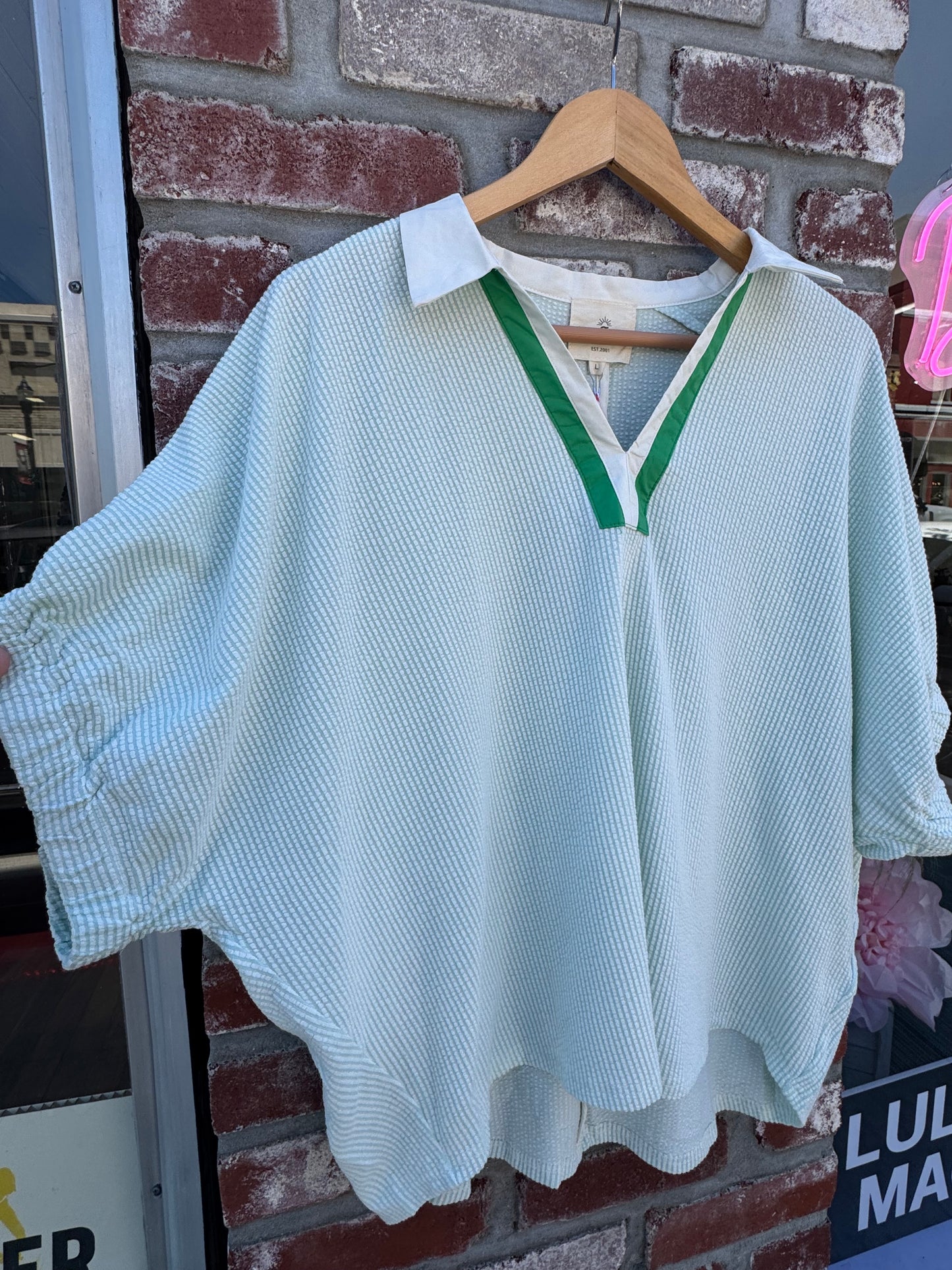 Mint Gingham Top
