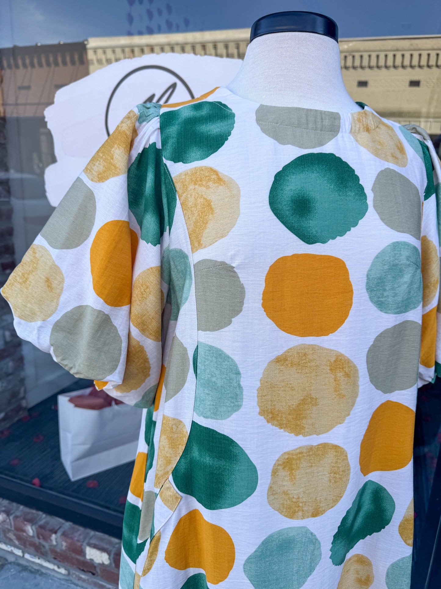 Polka Dot Puff Sleeve Dress