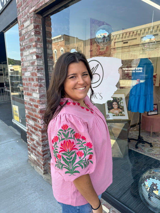 Pink Embroidered Blouse
