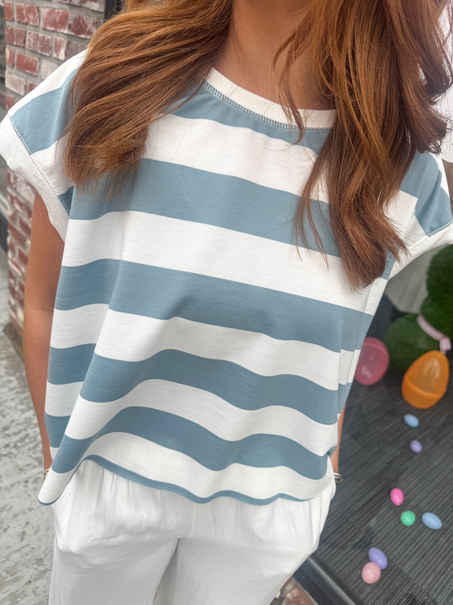 Striped Boxy Open Back Top