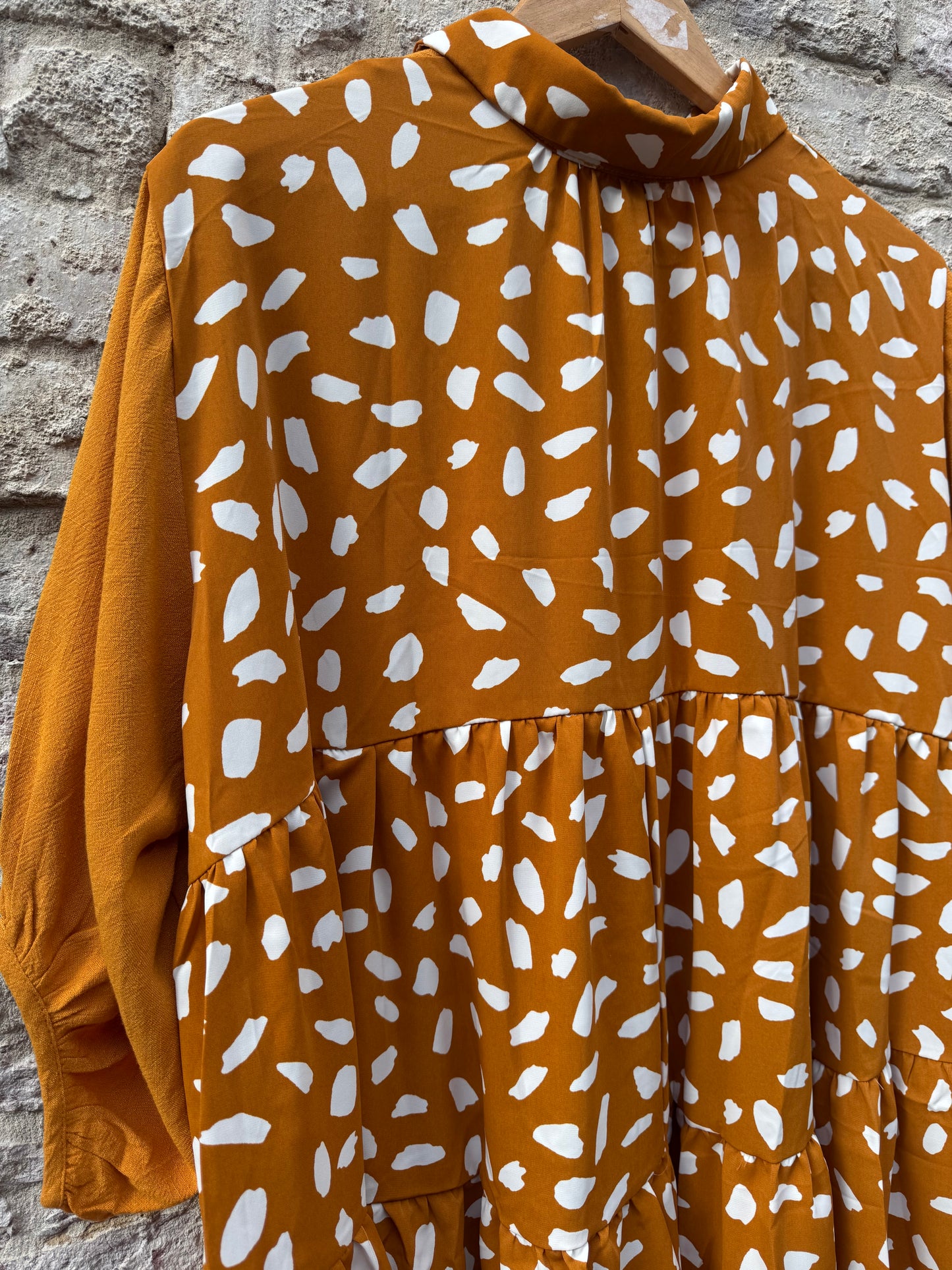 Animal Print Back Collared Tunic Blouse