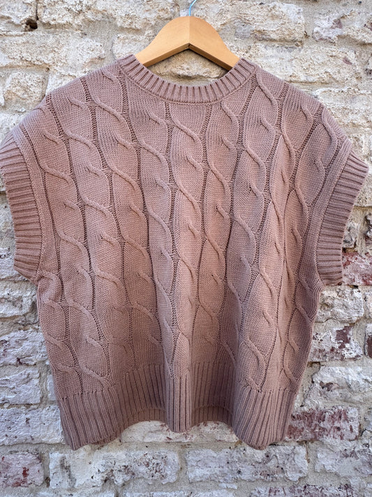 Brown Knit Sweater Vest
