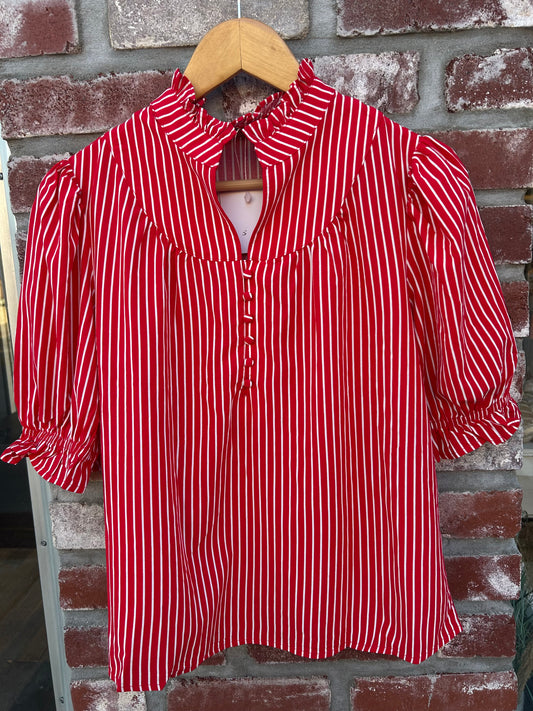 Red Striped Blouse