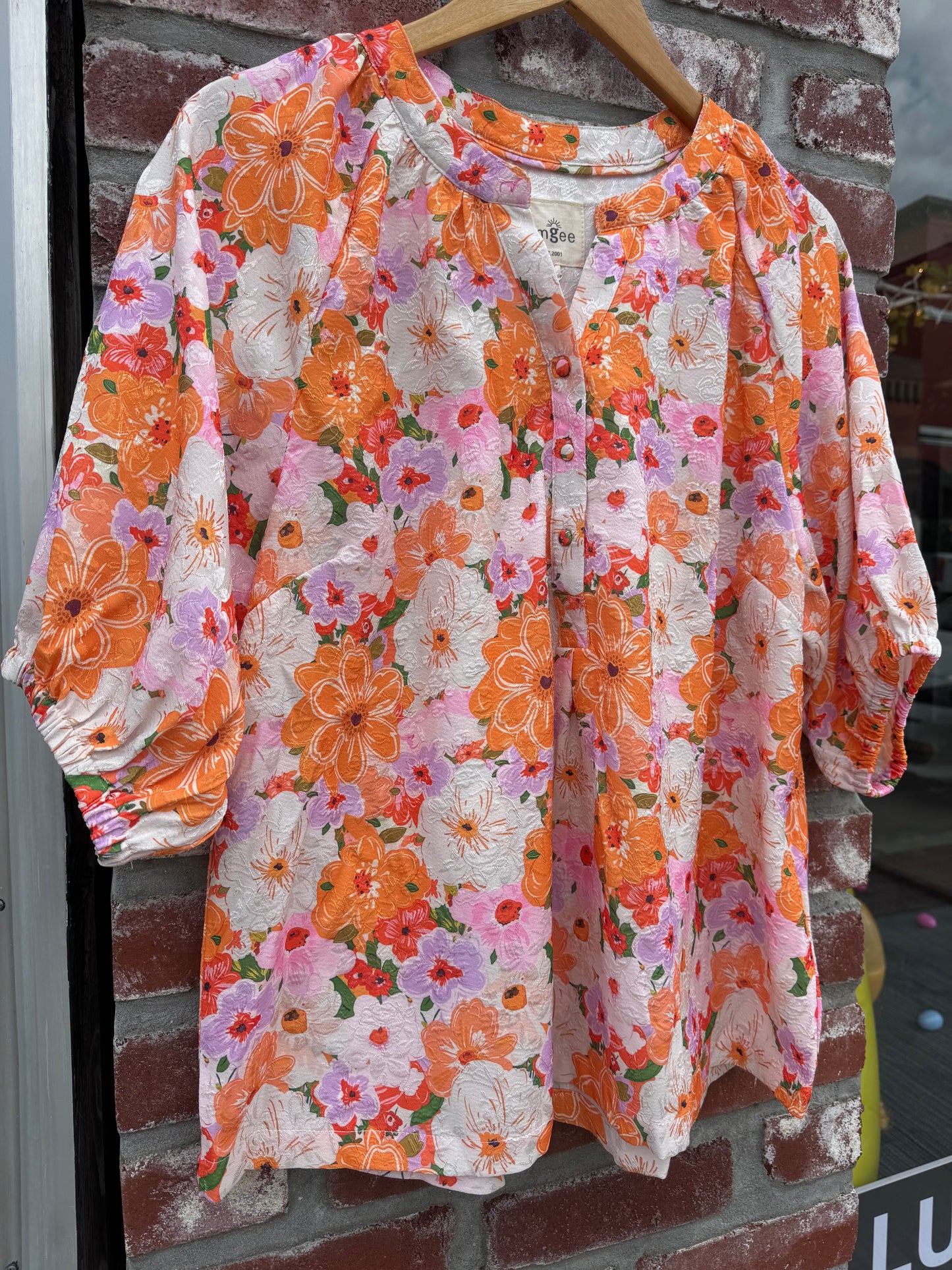 Tangerine Floral Top