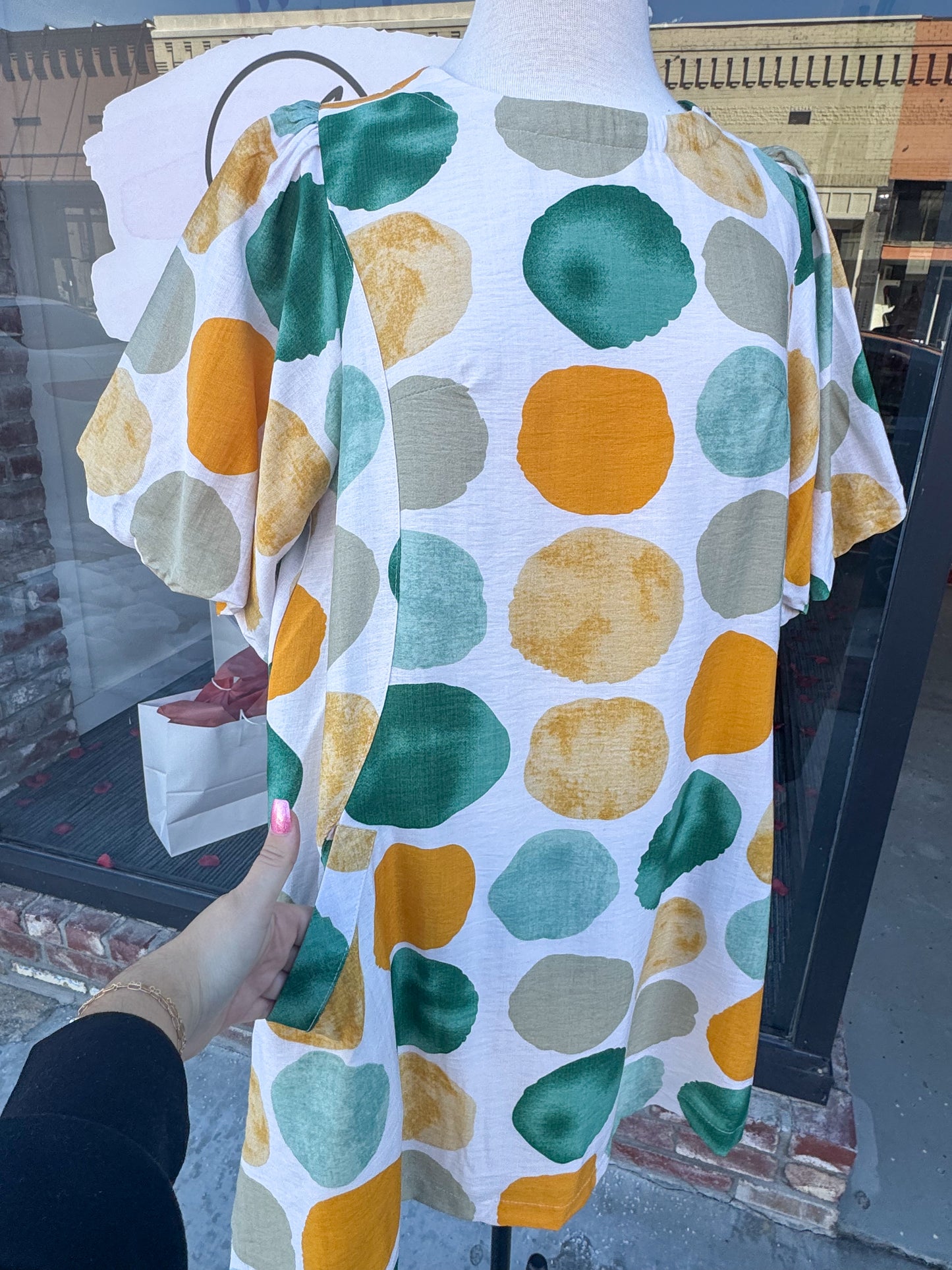 Polka Dot Puff Sleeve Dress