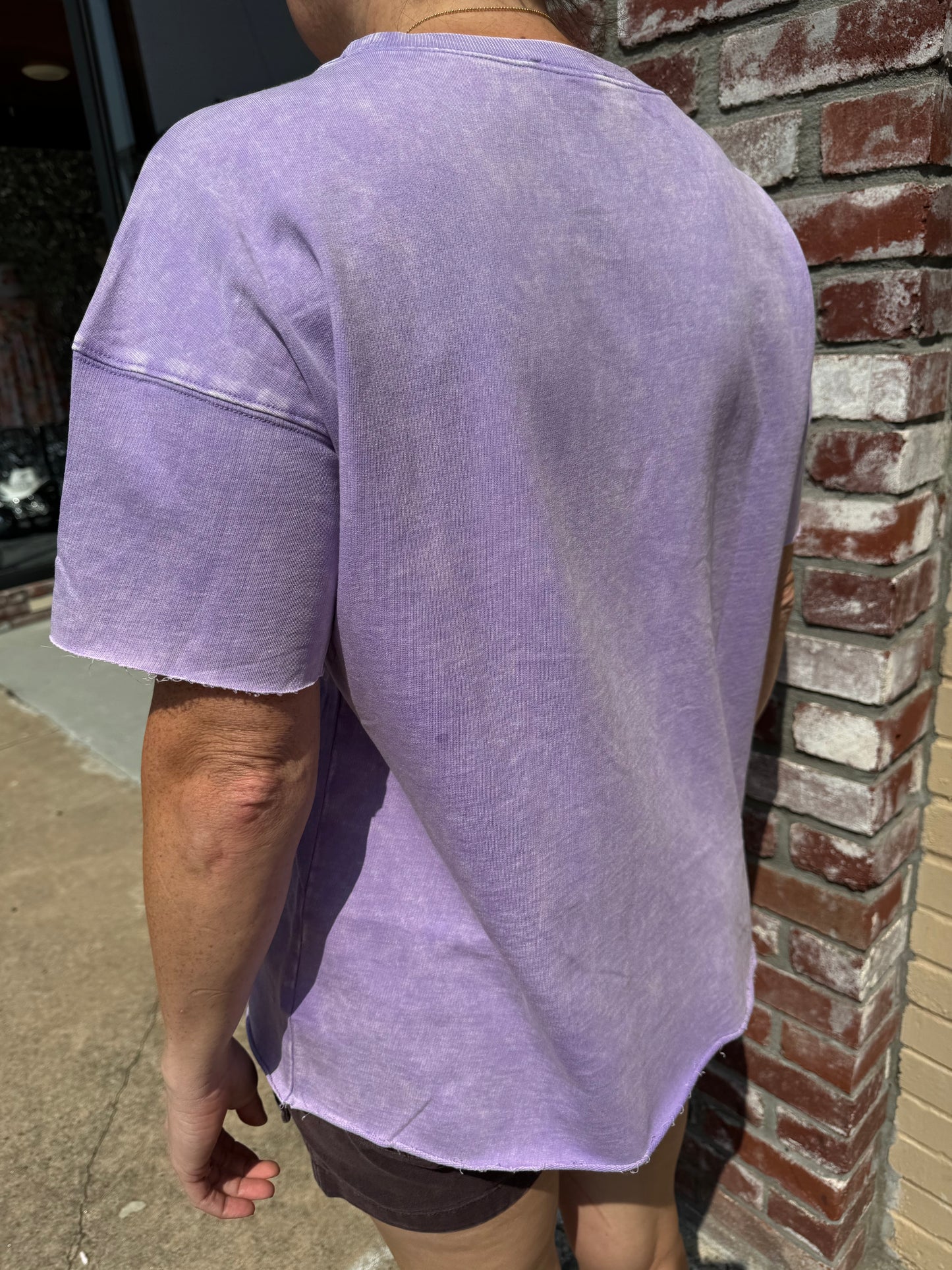 Zenana Lavender Raw-Edge Top