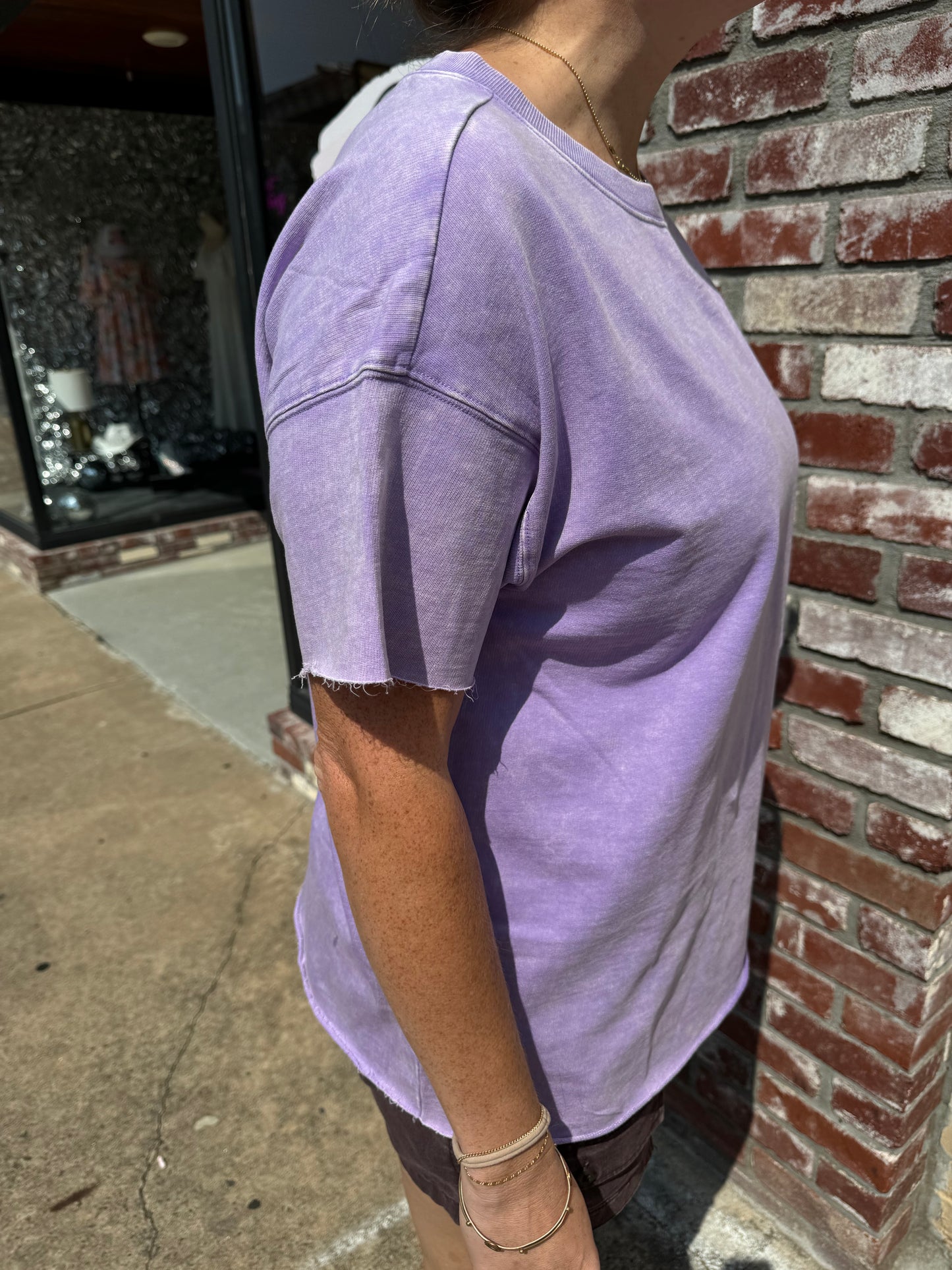 Zenana Lavender Raw-Edge Top