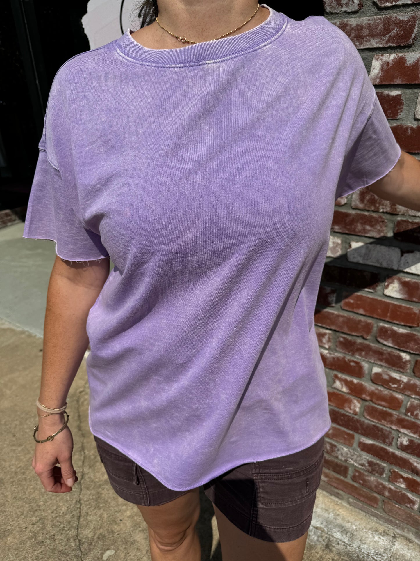 Zenana Lavender Raw-Edge Top